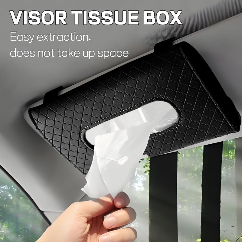 Hbxdeco Car Tissue Holder, Leather Tissue Holder for Car Sun
