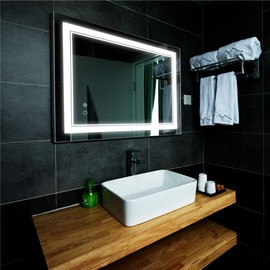 LED Bathroom Mirror Wall-Mounted Vanity Mirror with Anti Fog,Dimmable Waterproof Smart Touch Button Makeup Mirror with Lights Vertical & Horizontal (36x28 Inch)