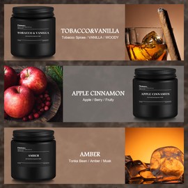 9 Pack Scented Candles Set Gifts for Men, Aromatherapy Candle Set with Scents （Tobacco & Vanilla/Apple Cinnamon/Amber）- Gift for Dad, Boyfriend, Birthday, Father’s Day, Anniversary
