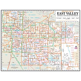 East Valley Arterial & Collector Streets Full-Size ZIP Code Zones Wall Map Dry-Erase Laminated