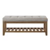 24KF Large Rectangular Upholstered Tufted Linen Fabric Ottoman Bench, Padded
