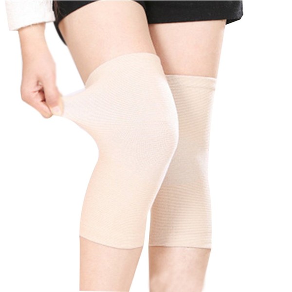 JUMISEE (One Pair) Cotton Knee Sleeves for Knee Support, Circulation Improvement & Pain Relief,Sport Compression for Running, Pain Management, Arthritis Pain Women Men (Complexion, Large)