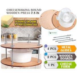 Wooden cheese press diameter 11.2 in and 1 cheese making form 45 oz Pressure up to 50 Pounds colorless