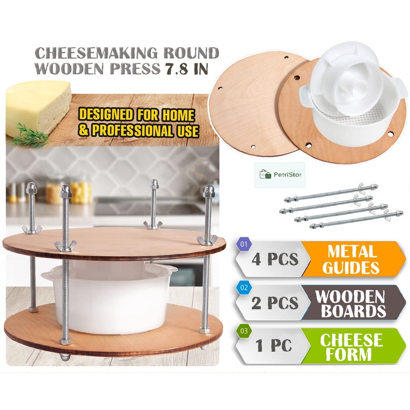Wooden cheese press diameter 11.2 in and 1 cheese making