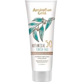 AUSTRALIAN GOLD Botanical SPF 50 Tinted Face Sunscreen Lotion - Medium to Tan 3 fl oz (89 ml) Loción Protector Solar facial con color SPF 50 de Botanical - Bronceado medio a bronceado