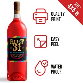 31st Birthday Wine Labels - Wine Bottle Stickers Birthday Supplies for 31 Years Old Happy Birthday Party - Gift Idea for Birthday Anniversary - 31st Birthday Party Decorations [Set of 6]