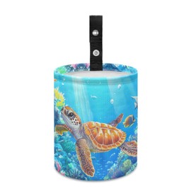 gearider Sea Turtle Car Trash Can Small Wastebasket Holder Hanging Auto Console Side Storage Box Blue Ocean Trash Bin Fit for Most Car Truck Van Accessories