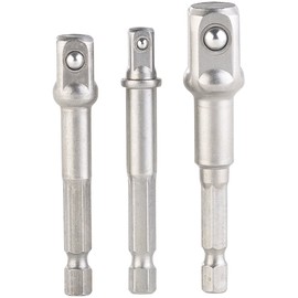 AGT Professional Bit Insert Adapter: 3 Piece Hex to Square Adapter Set 6.4/9.5/12.7mm (Socket Adapter, Socket Connector, Socket)