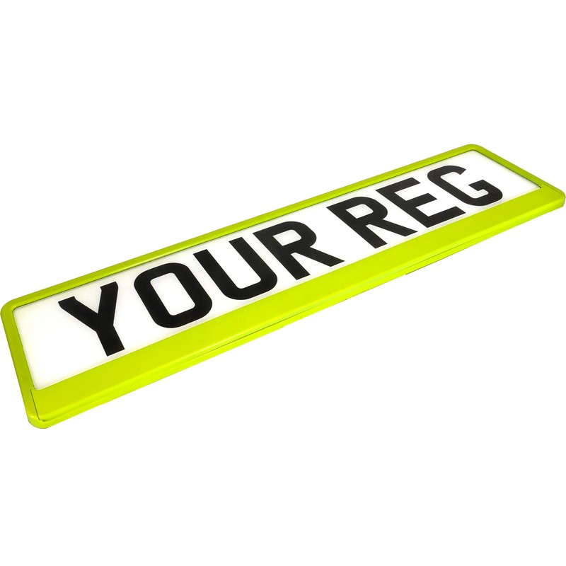 TAPORT® YELLOW NEON CAR REGISTRATION HOLDER FOR ANY CAR ,