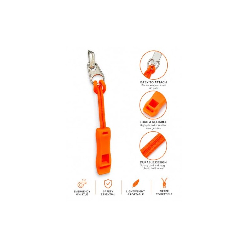 Harts Compact Emergency Safety Toggle Whistle with Zipper Loop Lanyard,