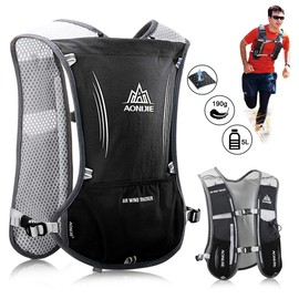 HINATAA 5L Multifunction Backpack Super Lightweight Hydrating Vest Breathable Mesh Adjustable Straps Hydration Backpack for Hiking Climbing Marathons Black 5L