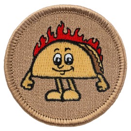 Spicy Taco Patrol Patch - 2" Diameter Round Embroidered Patch (Hook & Loop Fastener)
