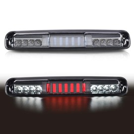 CHEDA Third Tail Brake Light Cargo Lamp Chrome LED BAR Compatible with 1999 2000 2001 2002 2003 2004 2005 2006 2007 Silverado Sierra（Smoky lens Clear Bottoms）