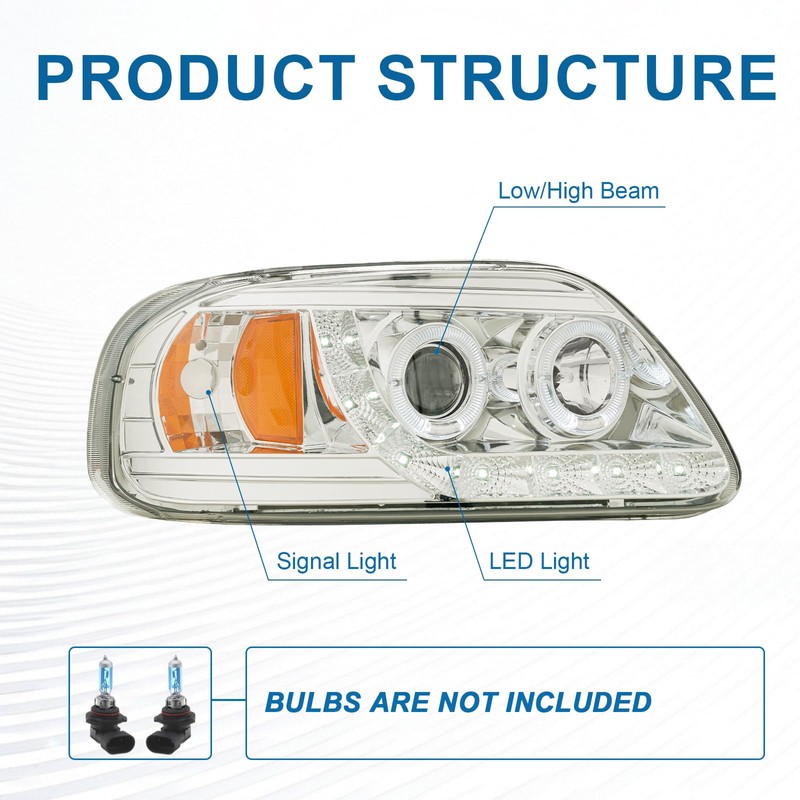 Fullux LED Headlights Compatible with 1997-2004 Ford F150 / 1997-1999