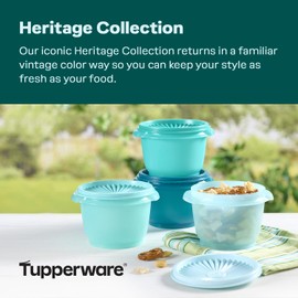 Tupperware Heritage Collection, New 16 Piece Food Storage Container Set in Vintage Green, Dishwasher Safe and BPA Free (8 containers, 8 lids)