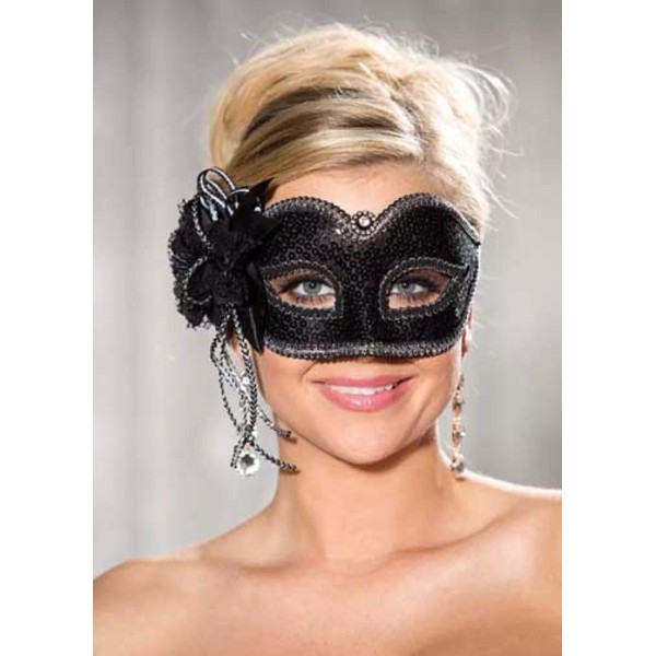 Shirley of Hollywood Black/Silver Sequin Half Mask Style 915