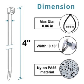 Zip Ties 4 inch (2000 Pack), 18 lb, Small Wire Ties, Black, UV Resistant Cable Ties for Outdoor Use, LOCKLOCK