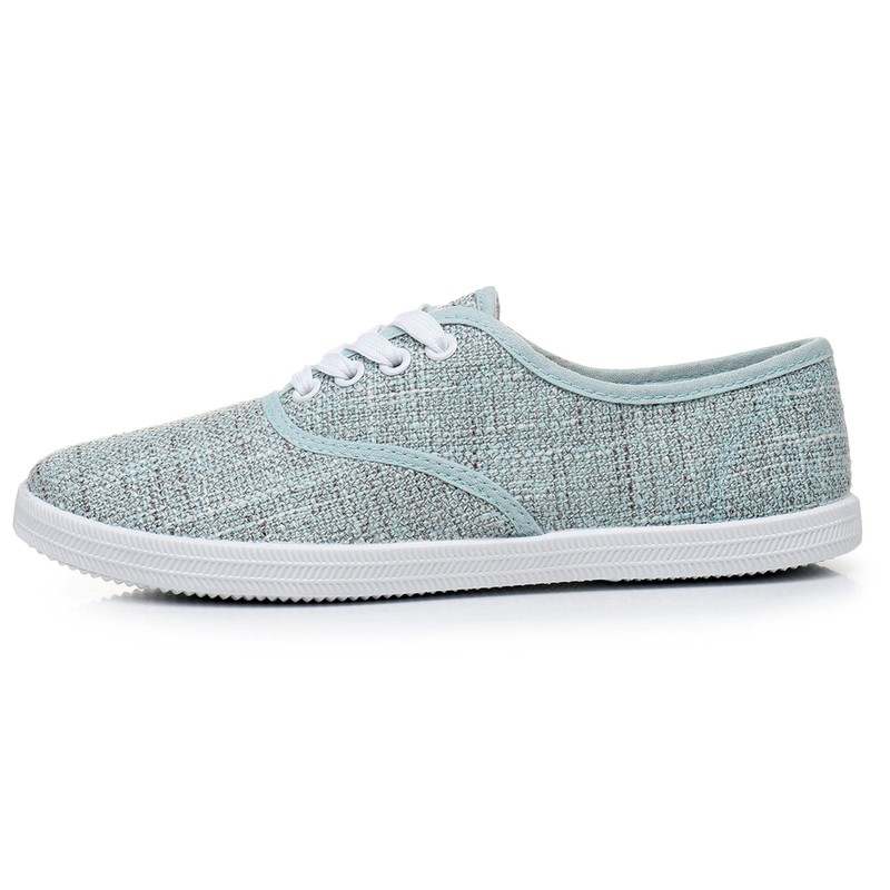 VenusCelia - Tenis con cordones para mujer, Lino Aqua, 24.5