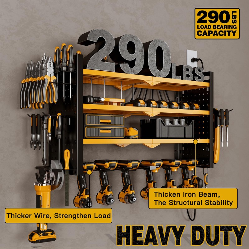 NattyDot Power Tool Organizer Wall Mount with Charging Station 4