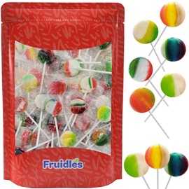 Fruidles Multicolor Round Lollipop, Mixed Fruit Flavor, Made in Brazil, Individually Wrapped, 8g Round Pop (Half-Pound)