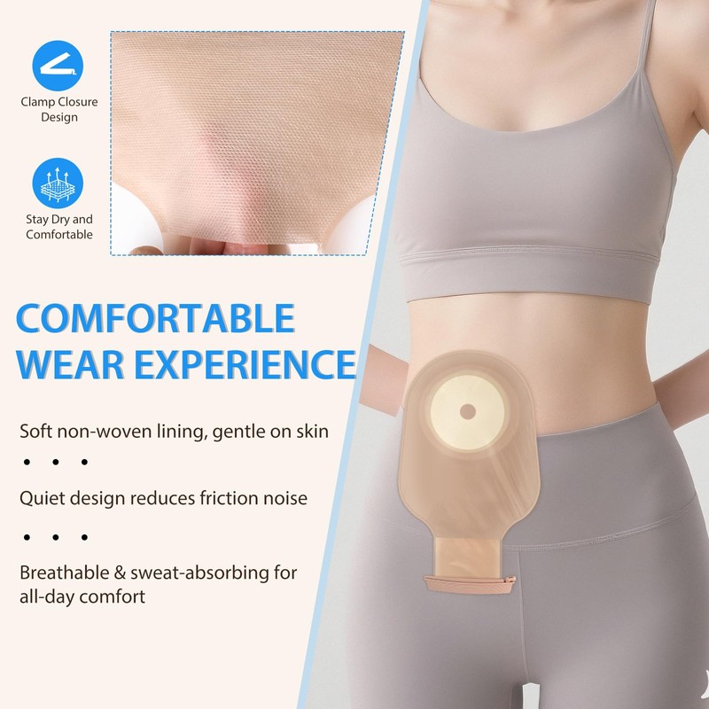 100 PCS Colostomy Bags, 70mm One Piece Ostomy Drainable Pouches