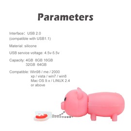 LEIZHAN 32GB Cute Piggy USB Flash Drive with Chain Present USB Drive for Kids Students School Job