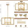 peskoe Gold Chandelier Modern Geometric 6-Light, Farmhouse Dining Room Light
