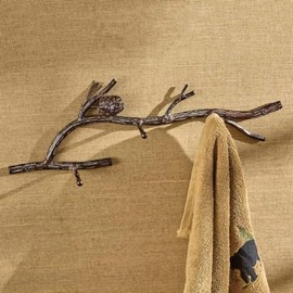 BLACK FOREST DECOR Pinecone Branch Wall Hooks - Small