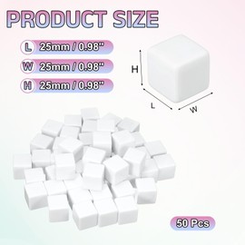 sourcing map 50Pcs Acrylic Blank Dice, 25mm/0.98" Acrylic Six Sided Blank White Dice Blocks with Smoothed Surface for Board Games Party Fun