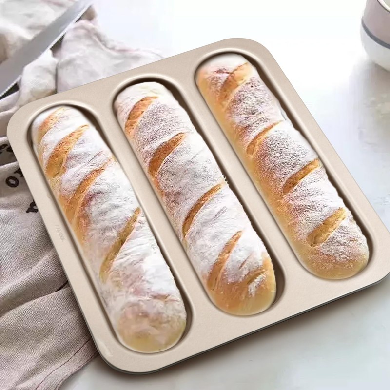 BSDLZCH Durable Carbon Steel Baguette Baking Molds, Nonstick French Bread