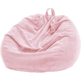 Nobildonna 3 ft Bean Bag Chair Cover (No Filler) 35"×43" Large Stuffed Animal Storage Bean Bag Washable Big Beanbag Chair Cover Premium Corduroy Stuffable Bean Bag Cover for Adults,Kids,Pink 300L
