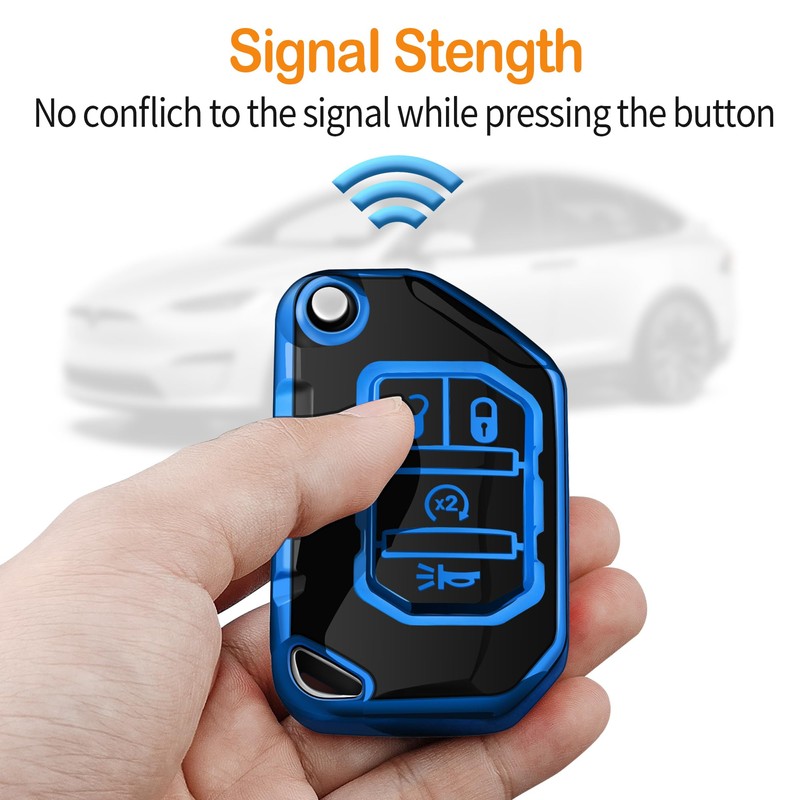 Sindeda for Jeep Key Fob Cover with Keychain Soft Full