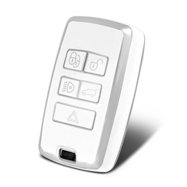 WORCAS Silver Pattern Premium Soft TPU Key Fob Cover Case Compatible with Jaguar Land Rover Range Evoque Velar Sport Discovery Freelander(Sliver-White)