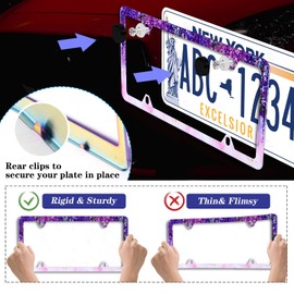 Violet Flowers Watercolor Wisteria Flowers License Plate Frame Stainless Steel Car License Plate Frame Accessory Car Plate Frame Decor for US Canada Vehicle Standard Size