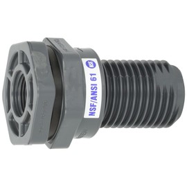 Hayward BFA1007TES 3/4-Inch Gray PVC Thread by Thread BFA Series Bulkhead Fitting with EPDM Standard Flange Gasket