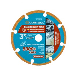 CORTOOL Diamond Cutting Wheel 3 x 3/8 Inch for Metal, Cut Off Wheel with 5000+ Cuts on Rebar, Steel, Iron and INOX 3" Diamond Cutting Discs (Segmented Edge)