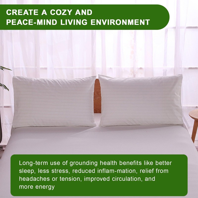 ConBlom Earthing Grounding Pillowcase with 5m UK Plug Cord, Regular