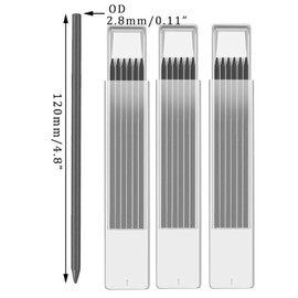SyiXute 36 Pcs Carpenter Pencil Refills 2.8mm,Deep Hole Mechanical Construction Pencil Refill,Solid Pencil Refills for Drawing Making Scribering Woodworkin,Carpenter Mark Pencils (Black)
