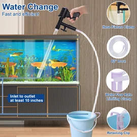 lounginglife Fish Tank Cleaner Kit, Gravel Vacuum for Aquarium, Fish Tank Aquarium Vacuum Gravel Cleaner, Aquarium Siphon with Magnetic Fish Tank Glass Cleaner, Aquarium Cleaning Tools Water Changer