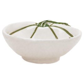 Boston International Pumpkin-Shaped Ceramic Bowl Thanksgiving Dinnerware Serving Dish, Small, White & Green