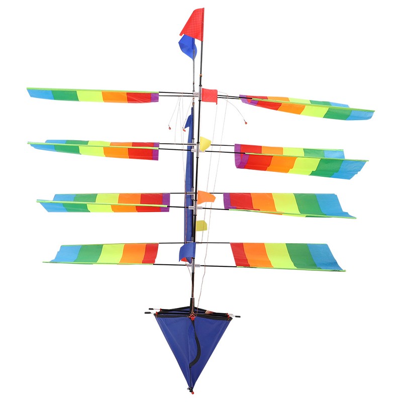 3D Huge Rainbow Sailboat Flying Kite Outdoor Sports Children Kids
