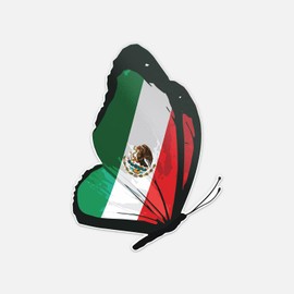 Mexico Butterfly Flag Sticker | Car Bumper, Laptop, Water Bottle, Wall, Window Waterproof Vinyl Decal