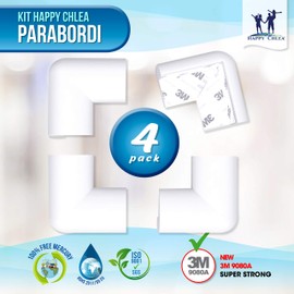 HAPPY CHLEA® Kantenschutz Baby und 4 Eckenschutz aus Schaumstoff. Tischkantenschutz und Eckenschützer: 2,4 M gesamt für Tisch und Möbel Ecken. 2 Schubladensicherung. Zertifikat (Weiß)