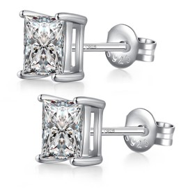 JiaYang Sparkling CZ Diamond Stud Earrings 925 Sterling Silver Cubic Zirconia Stud Earrings Hypoallergenic Stud Earrings for Women / Men Unisex Earrings Stud Earrings 4 mm - 8 mm, Cubic Zirconia