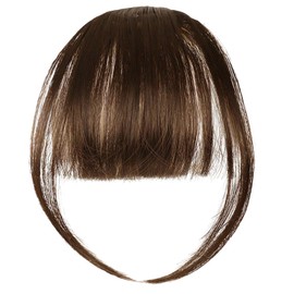 LOPHE Clip in Bangs, Chemical Fiber Hair Clip in Fringe Bangs, Bangs Clip in Hair Extensions, Wispy Bangs Clip with Curved Bangs, Temples Hairpieces for Women (Light Brown)