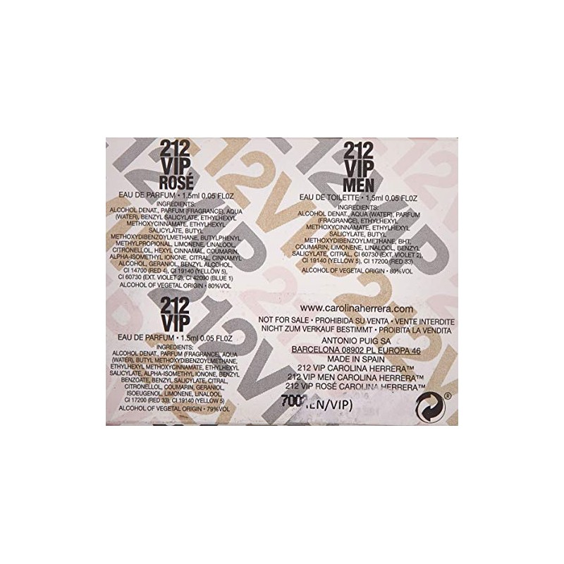 Carolina Herrera 212 Vip 3 Pieec Spritzers Vip Rose for