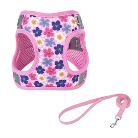 KocaPlye Small Dog Harness Cute Pink Flowers Step in Vest Harness Mesh Padded Soft Harness for Small Medium Dogs Cats