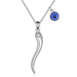 VONALA 925 Sterling Silver Italian Horn Necklace for Women Men Italian Horn Amulet Charm Jewelry