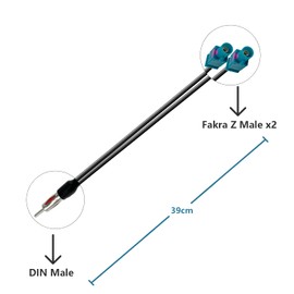 Vecys DAB Splitter Adapter DIN Plug to Dual Fakra Z Plug Car Radio Antenna Splitter Cable Fakra Z Plug to DIN Plug to Cable RG174 15.35 Inches 39CM for AM/FM DAB Car Radio Antenna