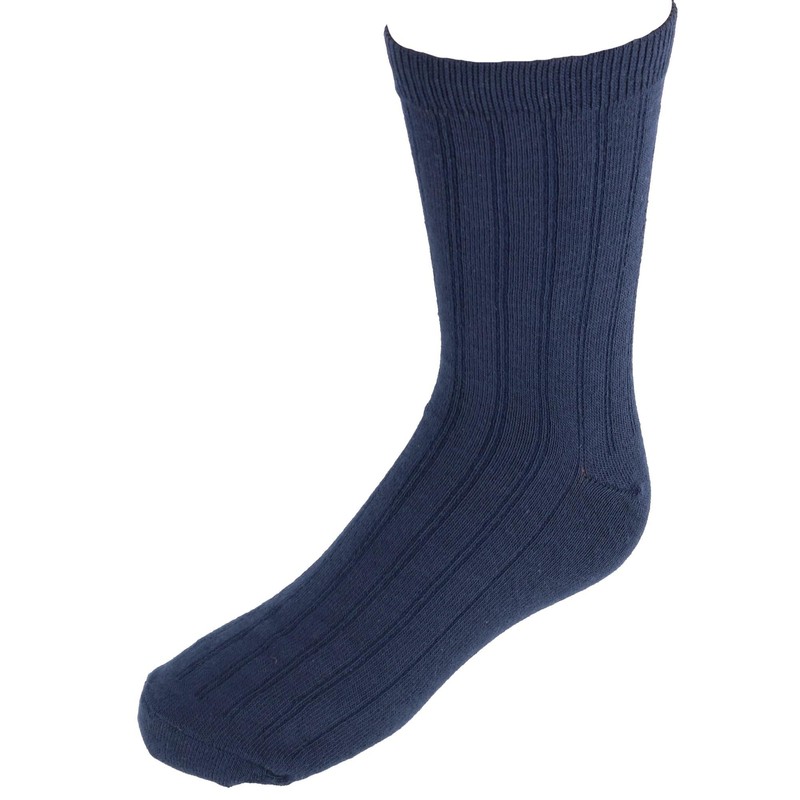 Jefferies Socks Boys' Big Three-Pack Rib Crew Socks, Navy, Medium